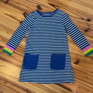 EUC Mini Boden Striped Blue and Multicolor Kids sweatshirt Dress size 10 year